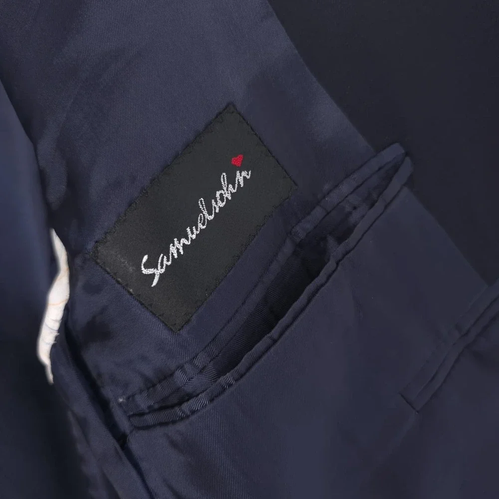 SAMUELSOHN Men's Navy Sport Coat Navy 40L Super 120s Wool UNION MADE UTIS CANADA